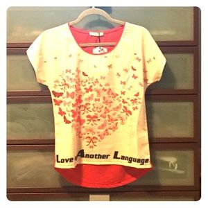 Orange and Cream Graphic Top