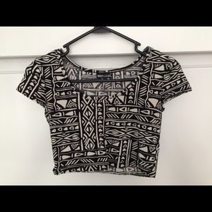 Printed Short Sleeve Crop Top