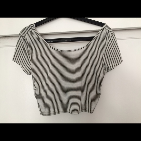 Black & White Striped Crop Top