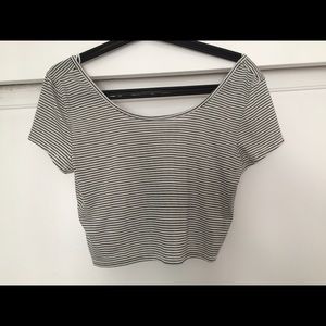 Black & White Striped Crop Top