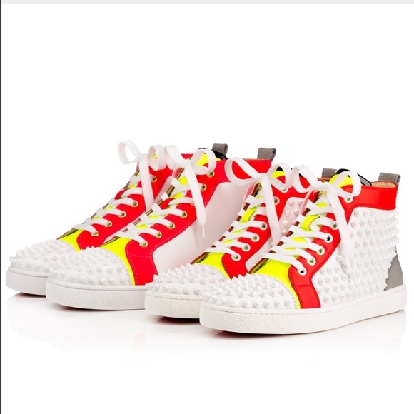 CHRISTIAN LOUBOUTIN LOUIS FLUO/MATTE SPIKE SNEAKER