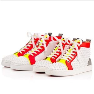 CHRISTIAN LOUBOUTIN LOUIS FLUO/MATTE SPIKE SNEAKER