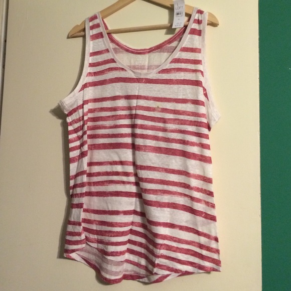 Loft sleeveless red/white stripe shirt