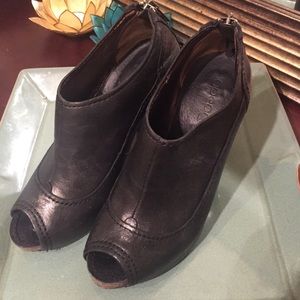 High heeled peep toe booties