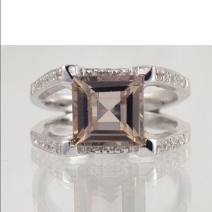 Square Cut Smoky Quartz Ring