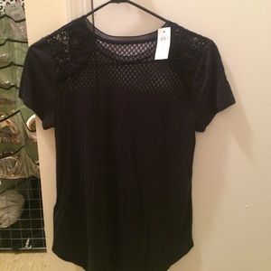 Black short sleeve mesh top