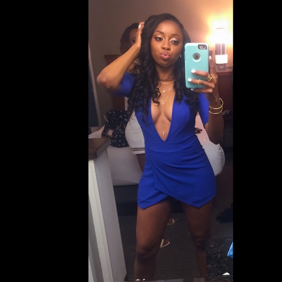 Blue V-Cut Romper - Picture 2 of 2