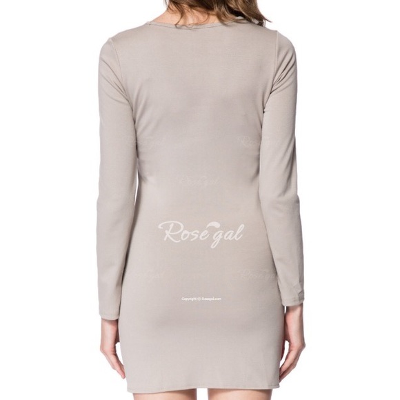 Button Design Round Neck Pullover Dress - Picture 3 of 4