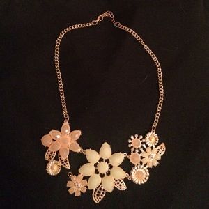 Pink and cream floral necklace!