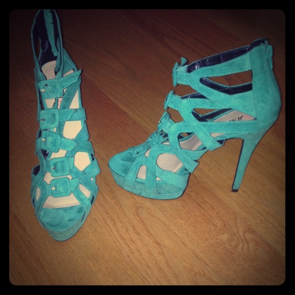 Turquoise Platform Heels