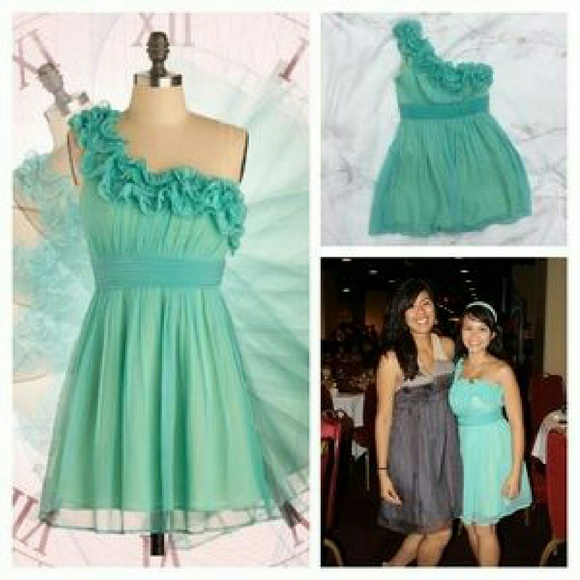 Modcloth Seafoam/Mint One Shoulder Dress - Large
