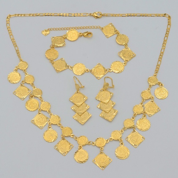 Luxury 18K Gold Plated Coin Jewelry Set Brand New