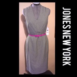 NWT Jones New York Sleeveless Midi Dress With Belt
