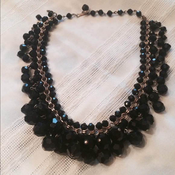 Vintage Jet Black Crystal Bead Necklace - Picture 3 of 4