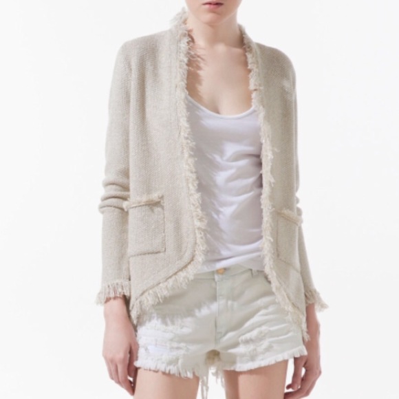 zara fringe cardigan