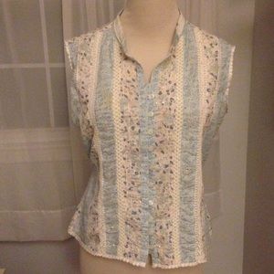 Dress Barn sleeveless loop and button shirt.