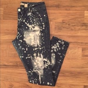 Bleach distressed jeans