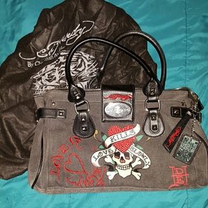 Genuine Ed Hardy handbag with purse bag