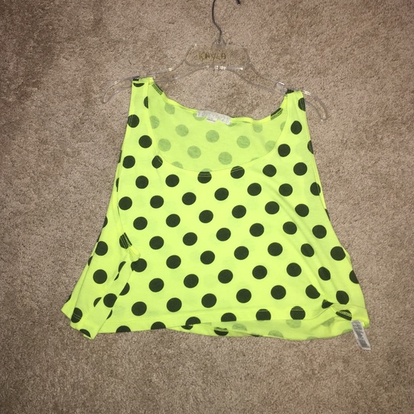 Forever 21 Tops - Yellow with black polka dots crop top
