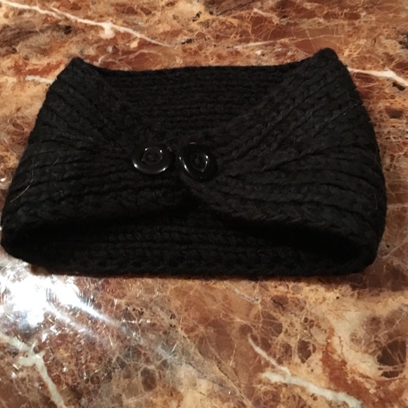 NEW KNITTED RHINESTONE HEADBAND BUTTON ADJUSTABLE - Picture 3 of 4