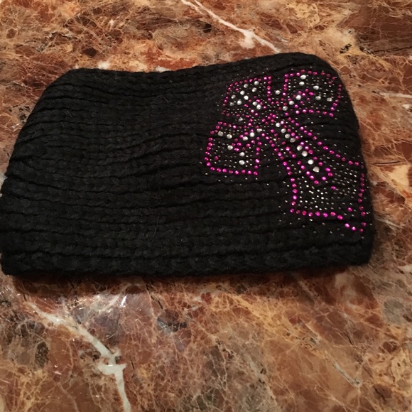 NEW KNITTED RHINESTONE HEADBAND BUTTON ADJUSTABLE - Picture 4 of 4