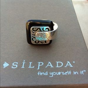 Silpada "retired" black onyx/sterling silver ring