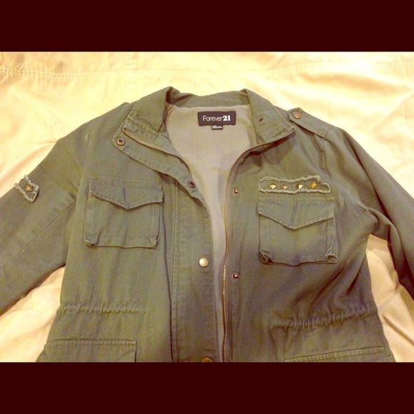 Forest green military style jacket