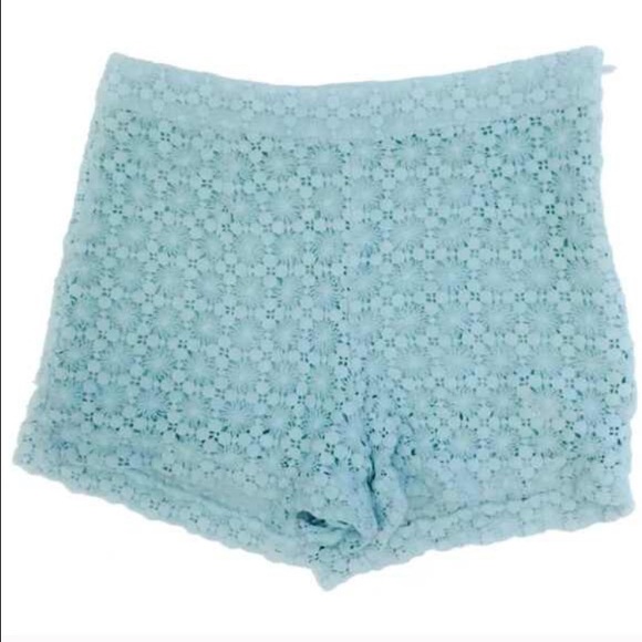 ♥️ Forever 21 Pastel Blue High Waisted Lace Shorts - Picture 2 of 4