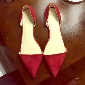 Red pointed toe flats