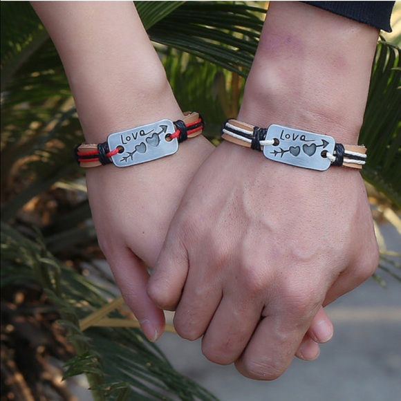 Leather Friendship Love Engraved Bracelet