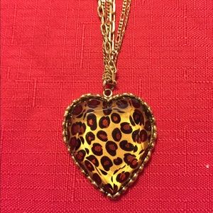 Leopard heart shaped necklace