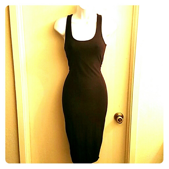 BLACK MIDI TANK DRESS