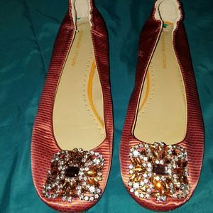 A. Vittadini cute satiny flats with jewels on toe
