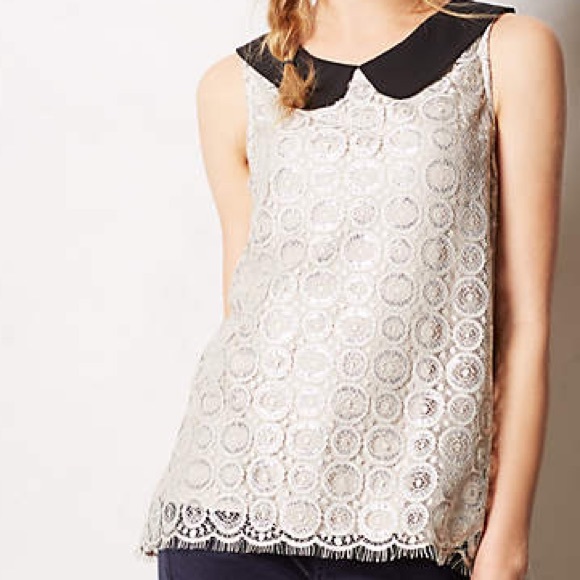 Anthropologie Metallic Collared Blouse