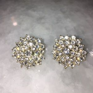 Clip on diamond cluster earrings