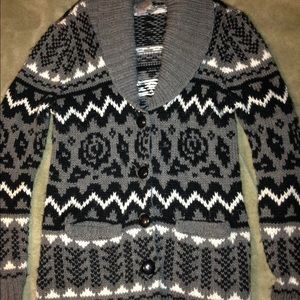 Grey printed button cardigan