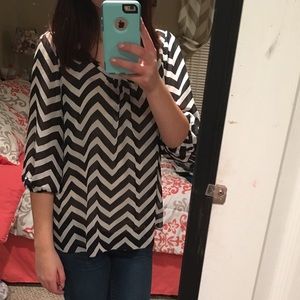 Black and white chevron blouse