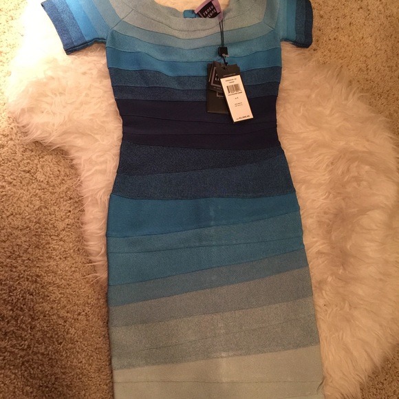 Herve Leger Blue Ombré bandage dress