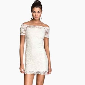 🆕Off shoulder white lace dress