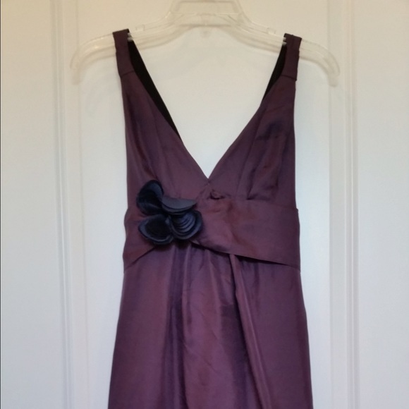 Vera Wang deep purple silk dress - navy blue trim