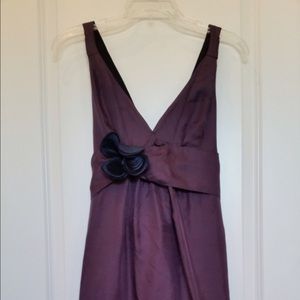 Vera Wang deep purple silk dress - navy blue trim