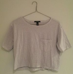 black and white cropped shirt