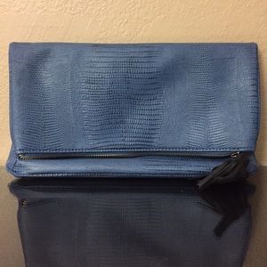 Blue Faux Leather Clutch