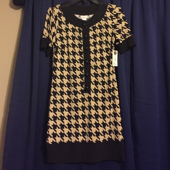 Kim Rogers Petite Houndstooth Dress
