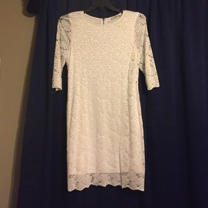 White Lace Quarter Sleeve Dress