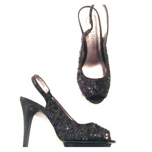 Sequined sling back heels