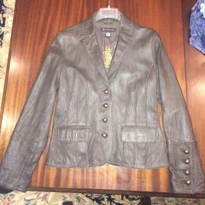 INC leather brown blazer/jacket size m