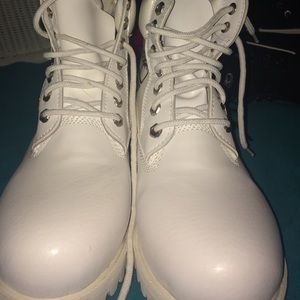 All white waterproof timberland boots