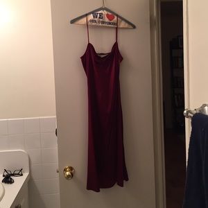 😍Last day on here!!!  Dark red wine satin dress