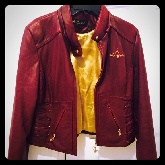 Baby Phat Burgundy Leather Coat w/t Optional Hat